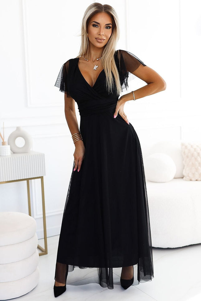 Robe de soirée en tulle longue noire