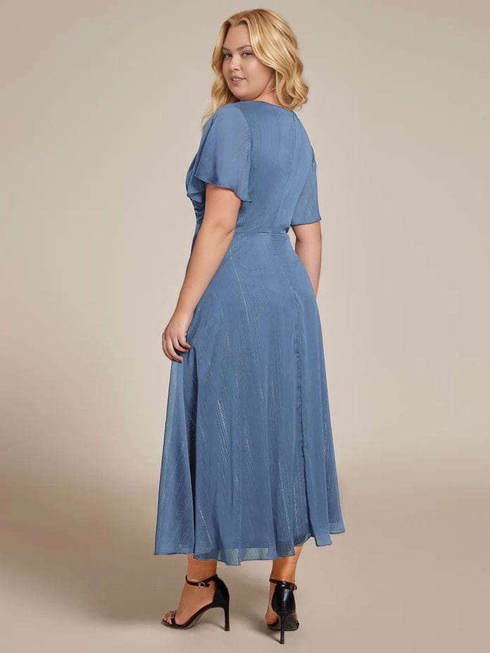 Robe pour invitée au mariage grande taille bleue