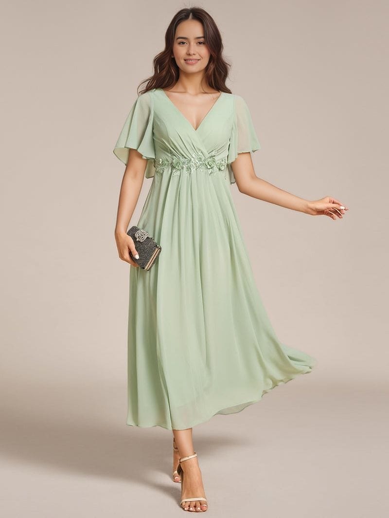 Robe pour invitée au mariage midi verte