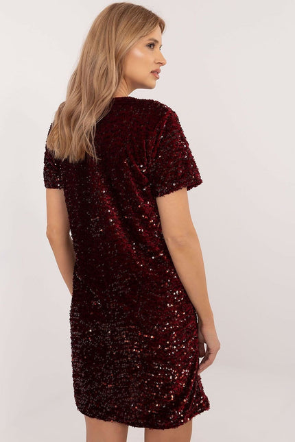 Robe mini à paillettes manche courte