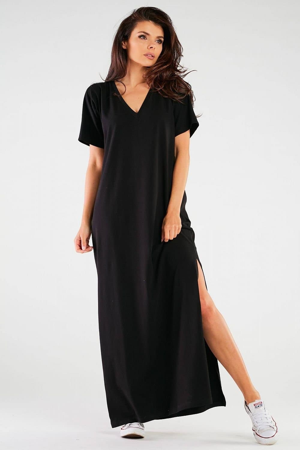 Robe T-shirt noire longue - Main Image