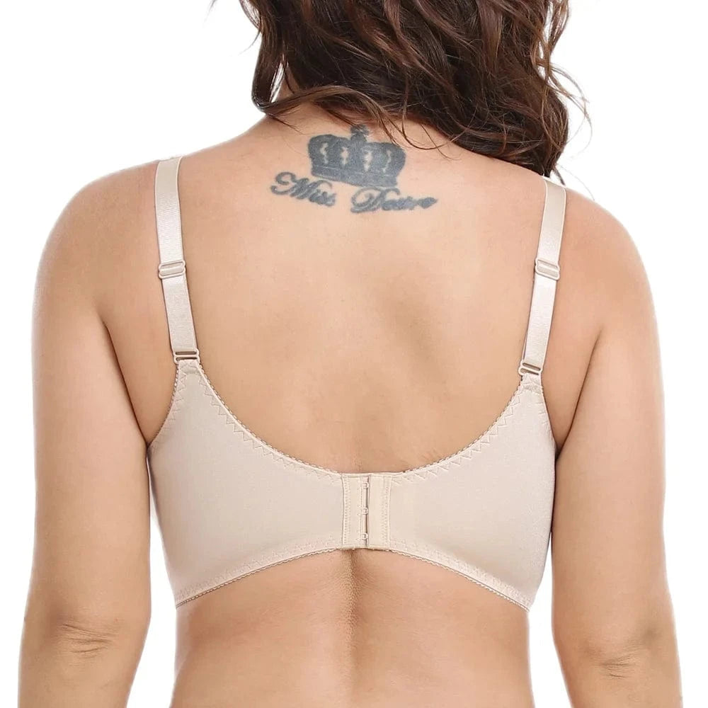 soutien-gorge grande taille beige confortable pour femme ronde, chic et élégant sous tous vos tops